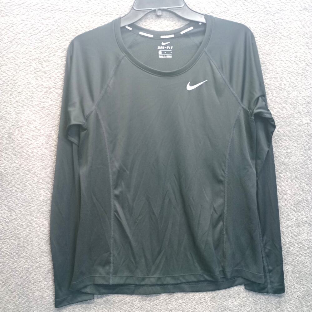 Nike Dri-FIT Long Sleeve Running Top Women L Black Athletic Shirt